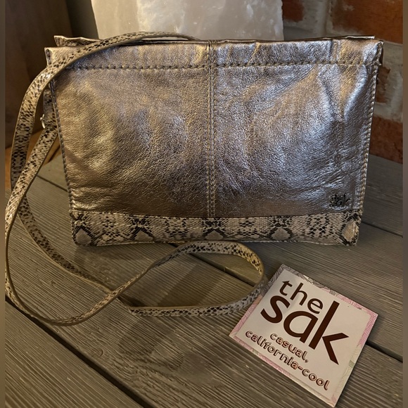 The Sak Handbags - The Sak Metallic Crossbody with Snake-Print Trim